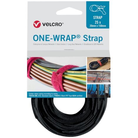 VELCRO Klettkabelbinder ONE-WRAP Strap 20 x 330mm, schwarz, 25 Stück