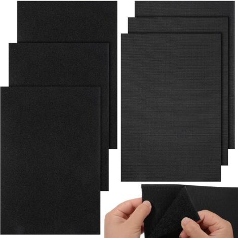 Velcro para coser, paquete de 6, 20 x 30 cm, cierre de velcro negro, ancho, para telas, textiles, ropa, cojines, zapatos.