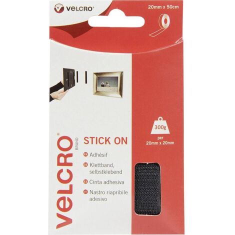 Velcro Stick On Tape 20mm x 0.5m Black Fast Postage Brand New