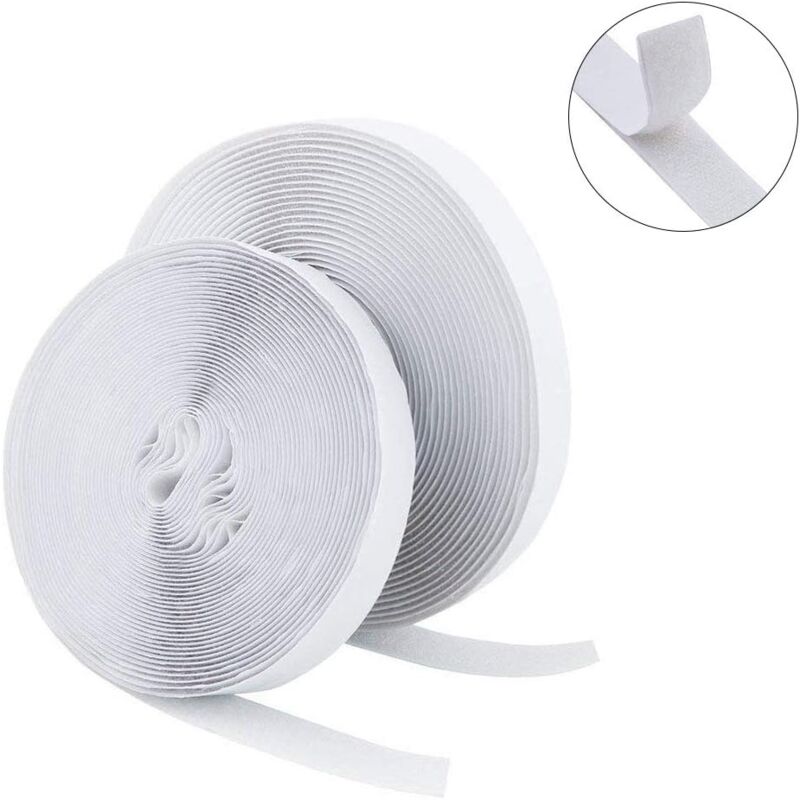 Velcro tape self-adhesive 25M extra strong, double-sided adhesive with Velcro fastener 20mm wide self-adhesive adhesive pad