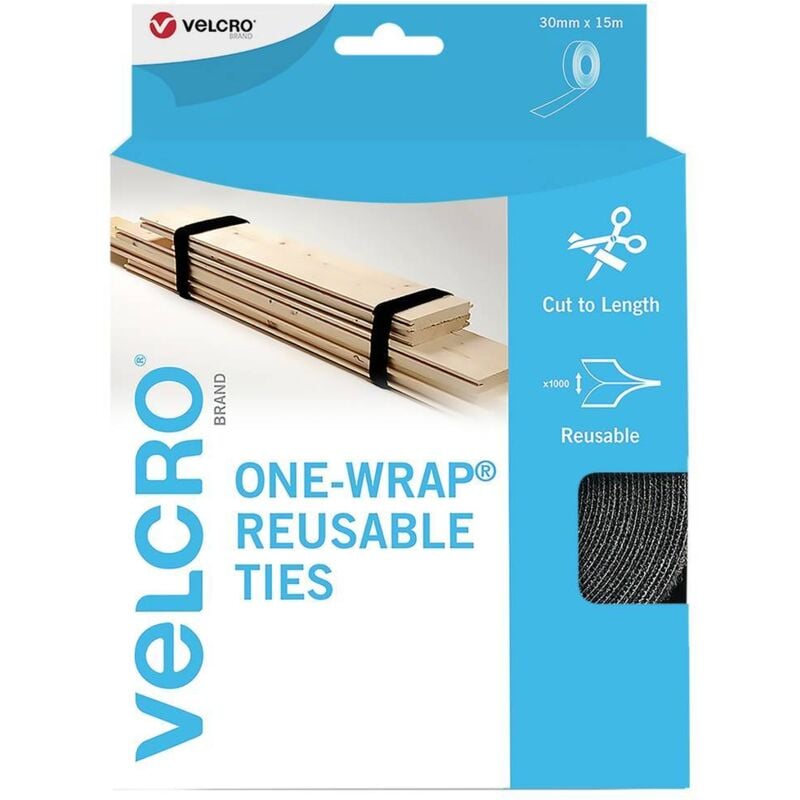 Universel Bande auto-agrippante pour grouper partie velours et partie agrippante (l x l) 15 m x 3 cm noir 15 m - Velcro