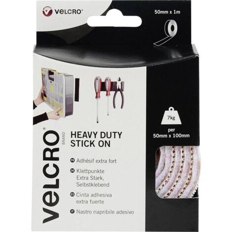 VELCRO® VEL-EC60242 Bande auto-agrippante à coller partie velours et partie agrippante, extra-fort (L x l) 1000 mm x 50 - blanc