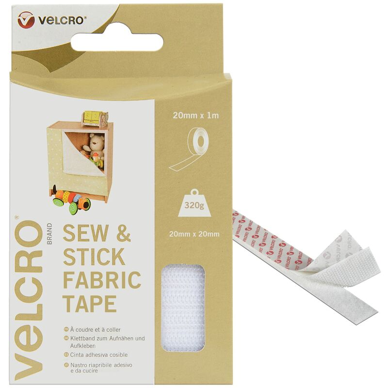 Image of VEL-EC60265 Nastro Adesivo Multiuso 20 mm x 1m, Colore Bianco - Velcro