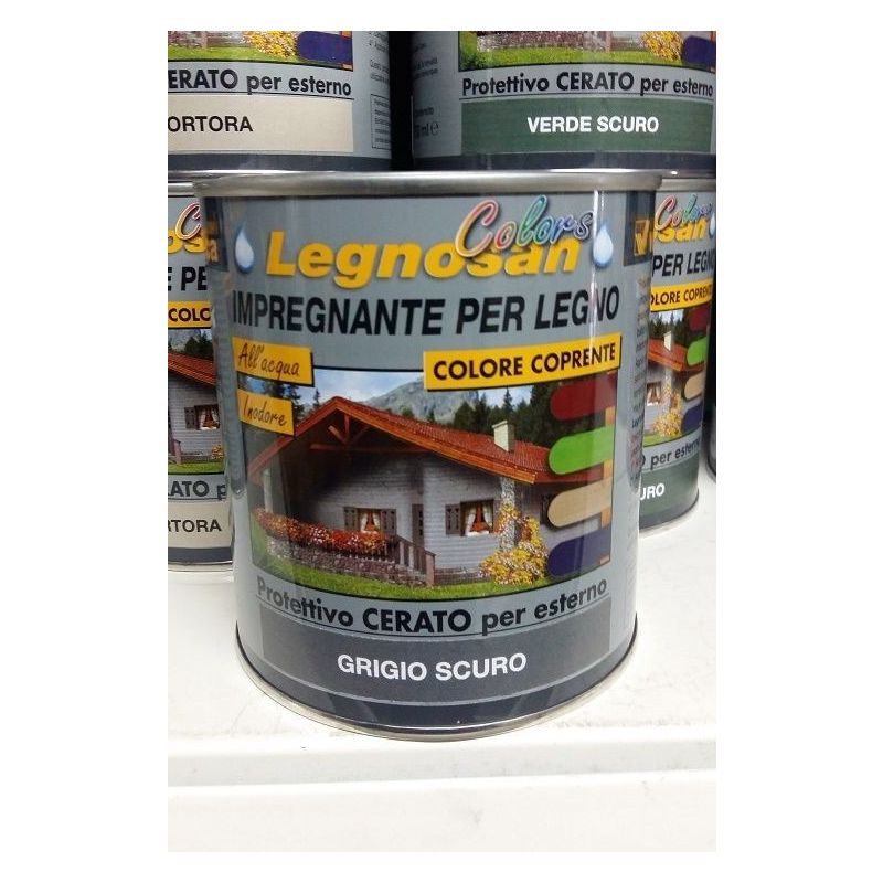 Sicashop - veleca impregnante idrorepellente per legno all'acqua legnosan colors 750ML Grigio scuro