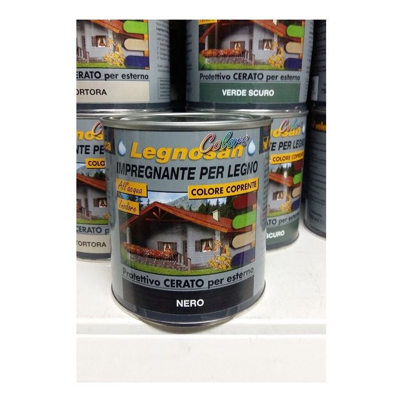 Sicashop - veleca impregnante idrorepellente per legno all'acqua legnosan colors 750ML nero Nero