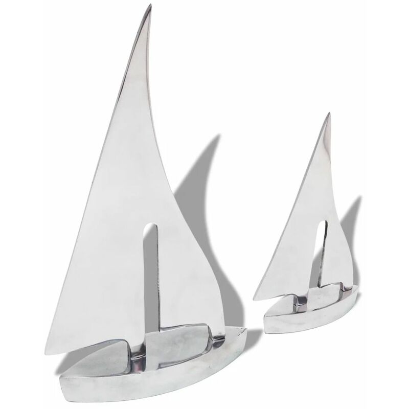 

Velero decorativo de dos piezas de aluminio plateado