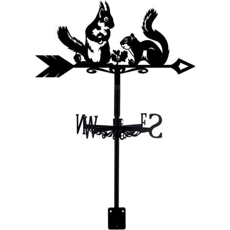 Veleta de ardilla, veleta metálica para el tejado, veleta para el jardín, tejado, jardín, veleta direccional, veleta de hierro forjado, veleta de viento, decoración rústica para exteriores