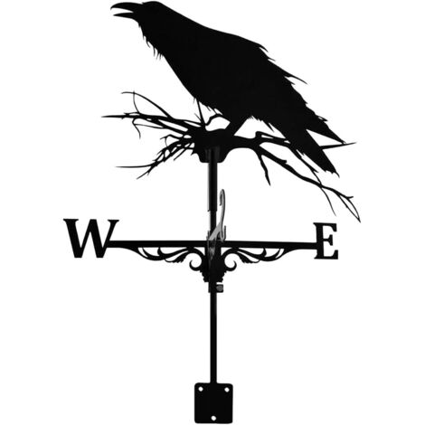 Veleta de metal con diseño creativo de cuervo para exteriores, patios y techos.
