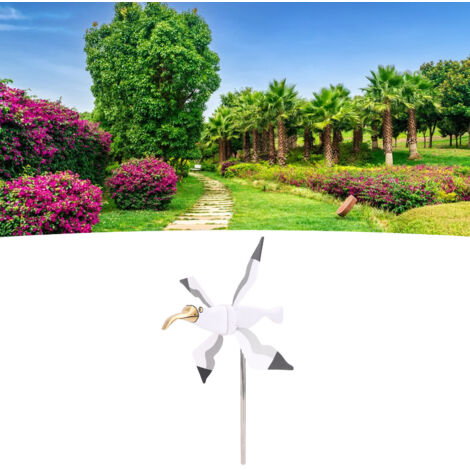 Veleta decorativa de jardín con forma de gaviota, fabricada en plástico blanco resistente a la intemperie.