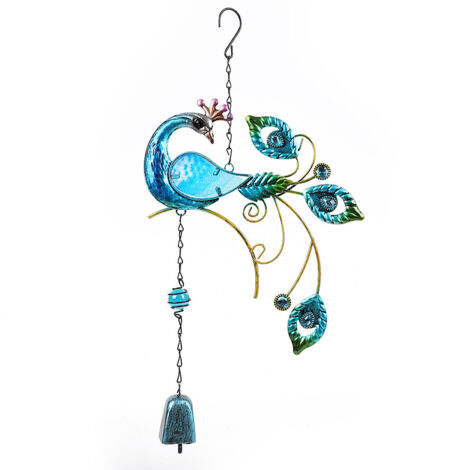 Veleta decorativa de jardín – soporte para símbolos – modelo de pavo real hecho de vidrio multicolor y hierro (46 cm) – regalo ideal para madres y abuelos