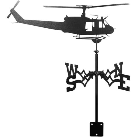 Veleta Euroamericana para Exteriores, Decoración de Techo, Helicóptero, Metal, Color Negro