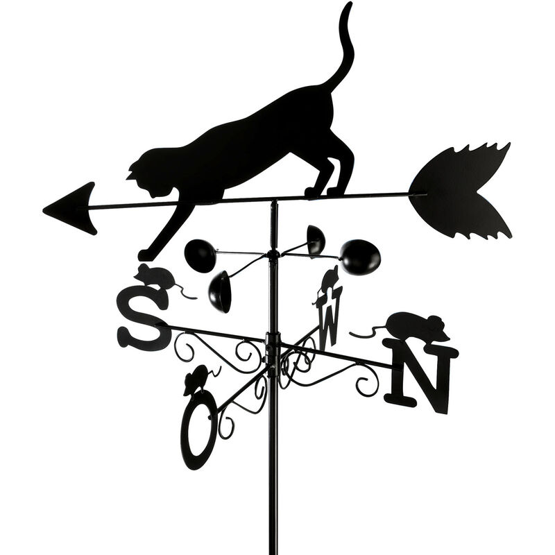 

WENKO Veleta de viento Gato gatita reloj del tiempo hierro weather vane
