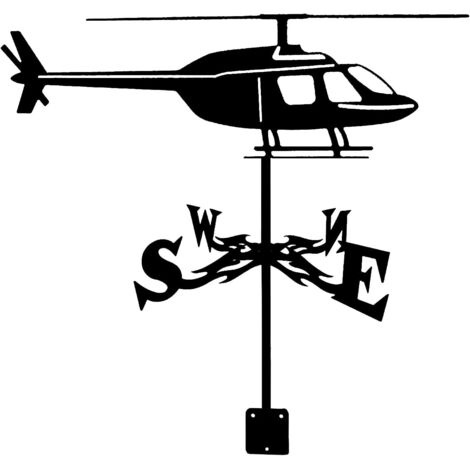 Veleta genérica con adorno de helicóptero de hierro fundido. Indicadores de dirección de la veleta.