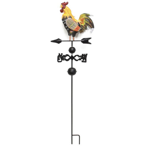 Veleta metálica colorida con forma de gallo, decoración para vallas y tejados de jardín, resistente a la intemperie.