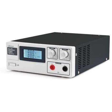 Velleman Alimentation de laboratoire, à découpage, réglable, 0-30 VCC/0-30 A, limitation de courant, protection contre les courts-circuits, affichage LCD, gris