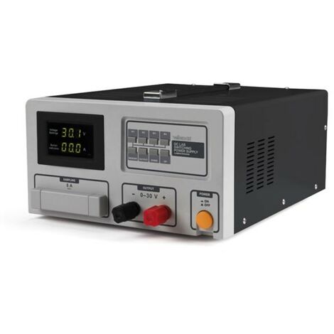 Velleman Alimentation de laboratoire, à découpage, réglable, 0-30 VCC/0-60 A, limitation de courant, protection contre les courts-circuits, affichage LCD, gris