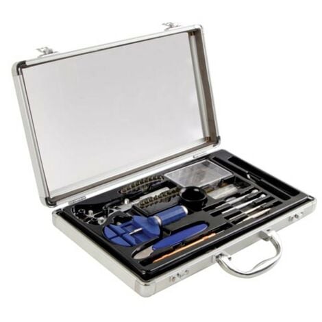 Velleman Coffret d'outils pour horlogers, 13 pièces, dans un étui en aluminium avec couvercle transparent, couleur métallique