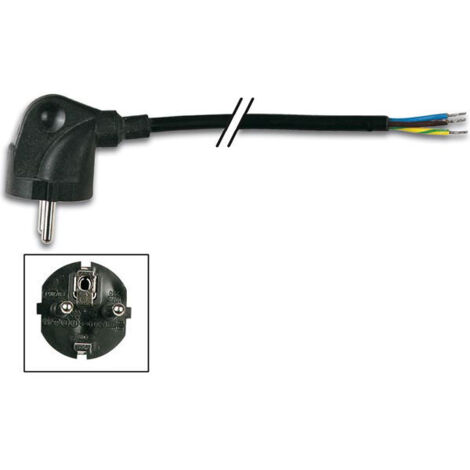 velleman Cordon secteur bipolaire noir (90°) + terre - 3m (808012)