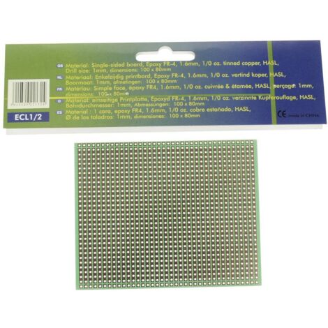 Velleman ECL1/2 Scheda formato Europa (L x L) 80 mm x 100 mm Passo 2.54 mm Contenuto 1 pz.