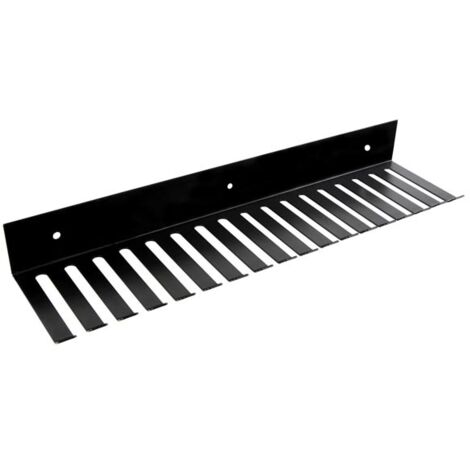 Velleman Messkabelhalter, Metall, schwarz, Wandmontage, 16 Schlitze, 10 Mm Breite, 100 Mm Tiefe, geeignet für mehr als 50 Kabel, einfache Montage, übersichtlicher und ordentlicher Arbeitsbereich