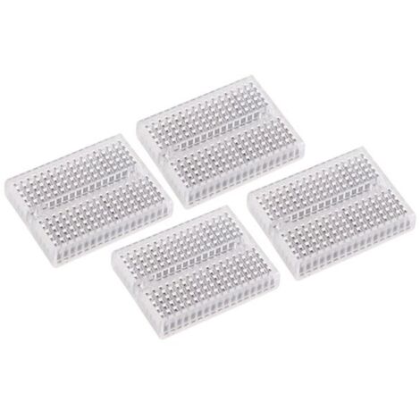 Velleman Mini protoboard, juego de 4, sin soldadura, 4 x 170 contactos, compatible con Arduino, ABS, transparente
