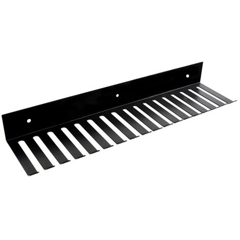 Velleman Soporte de ahorro, metal, negro, montaje de pared, 16 ranuras, 10 mm de ancho, 100 mm de profundidad, adecuado para más de 50 cables, montaje fácil, espacio de trabajo transparente y ordenado