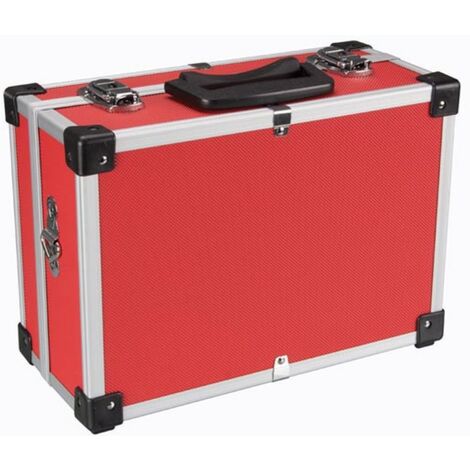 Velleman – Valise aluminium 320 x 230 x 155 mm – Rouge – Coins renforcés – Serrures à clé – Rembourrage intérieur – 1821R