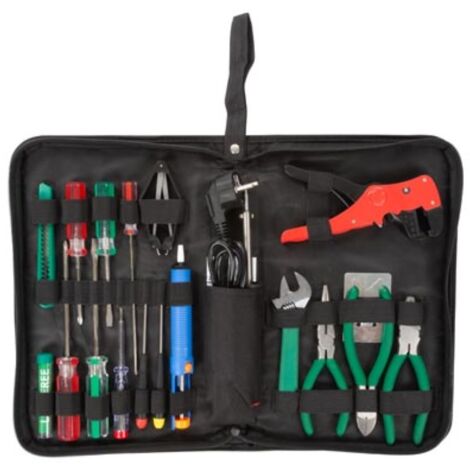 Velleman Werkzeugset, für den Hobbyisten, 18-teilig, nicht magnetisch, mit Etui, schwarz