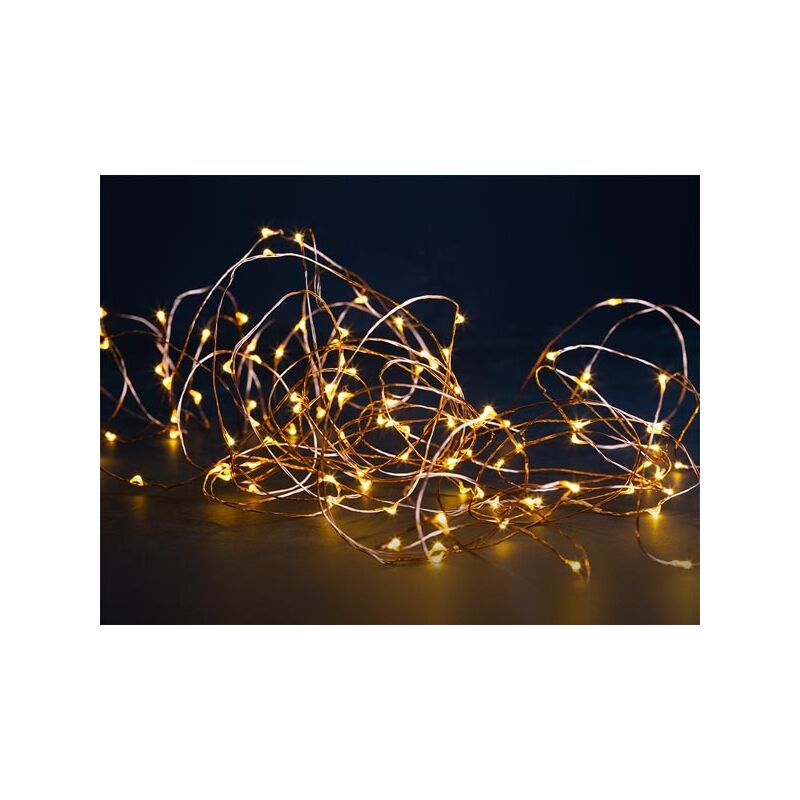 Maia led - 12 m - 120 led - blanc chaud - fil de cuivre - 4.5 v velleman V-MAI-12-S-24V-UW-CW