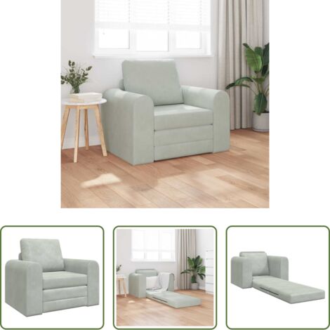Velluto -  Divano letto Grigio chiaro 98 x 71 x 83 cm Velluto