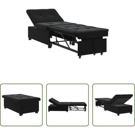 Velluto -  Divano letto Nero 194 x 67 x 82 cm Velluto