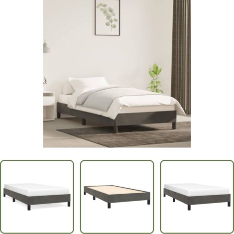 Velluto morbido -  Giroletto senza Materasso Grigio Scuro 100x200 cm Velluto