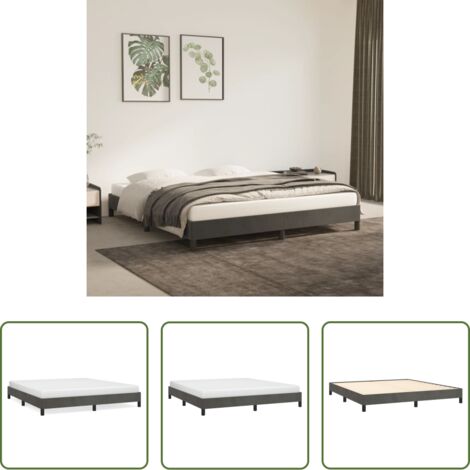 Velluto morbido -  Giroletto senza Materasso Grigio Scuro 160x200 cm Velluto