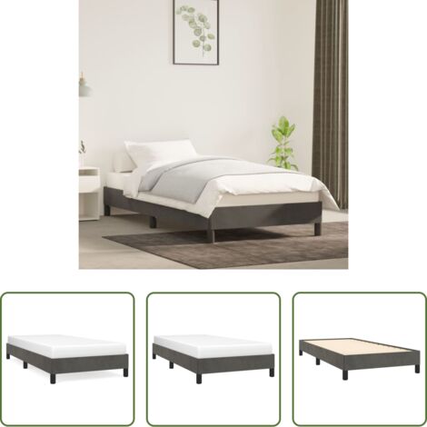 Velluto morbido -  Giroletto senza Materasso Grigio Scuro 80x200 cm Velluto