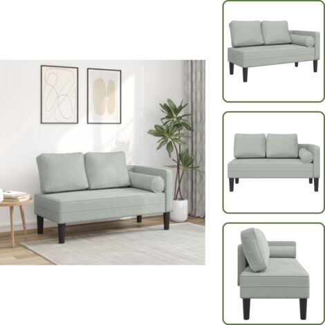 Velluto morbido - vidaXL Chaise Longue con Cuscini Grigio Chiaro in Velluto - Schiuma