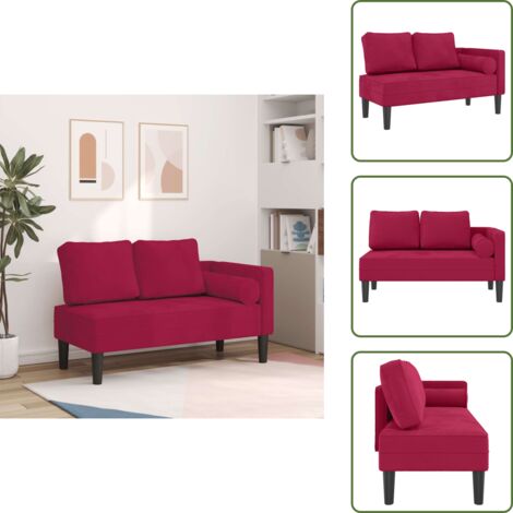 Velluto morbido - vidaXL Chaise Lounge con Cuscini Rosso Vino in Velluto - Schiuma