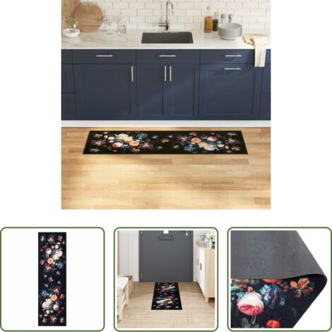 Velluto -  Tappeto da Cucina Nero 150 x 45 cm Velluto