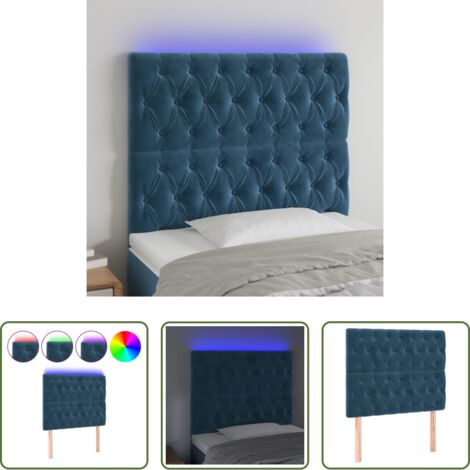 Velluto -  Testiera a LED Blu Scuro 100x7x118/128 cm in Velluto