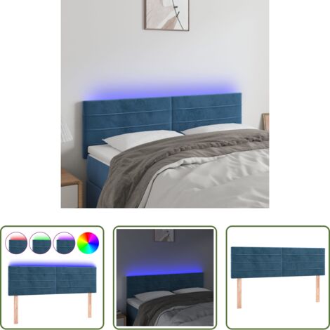 Velluto -  Testiera a LED Blu Scuro 144x5x78/88 cm in Velluto