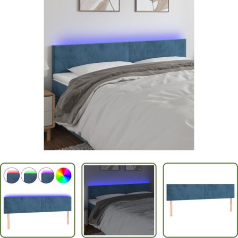Velluto -  Testiera a LED Blu Scuro 180x5x78/88 cm in Velluto