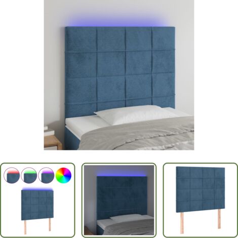 Velluto -  Testiera a LED Blu scuro 80x5x118/128 cm in Velluto