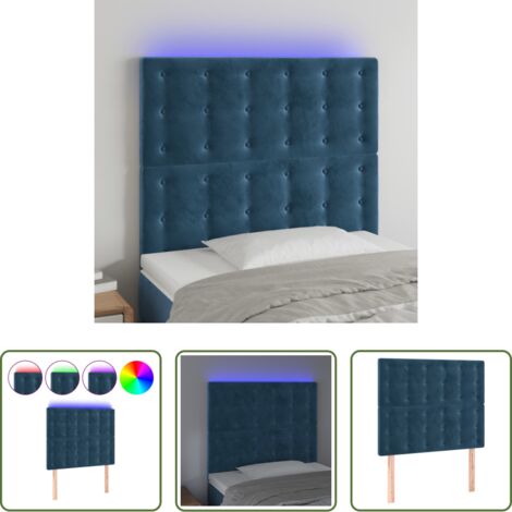 Velluto -  Testiera a LED Blu Scuro 90x5x118/128 cm in Velluto