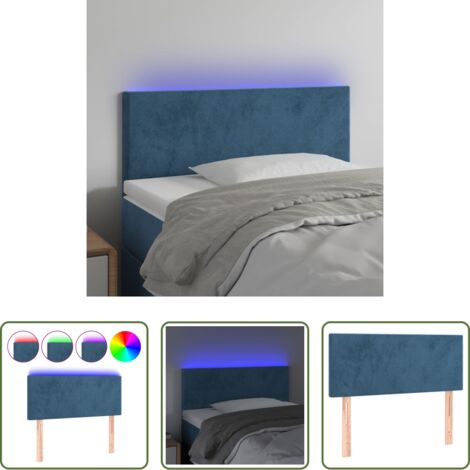 Velluto -  Testiera a LED Blu scuro 90x5x78/88 cm in Tessuto