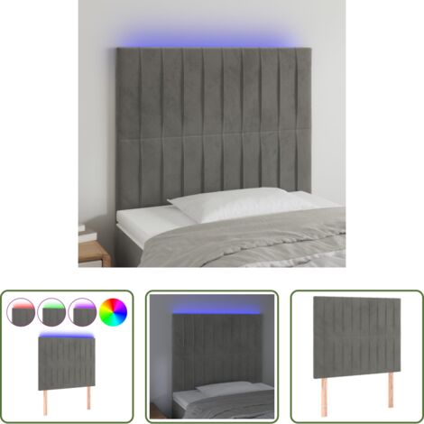 Velluto -  Testiera a LED Grigio Chiaro 100x5x118/128 cm in Velluto
