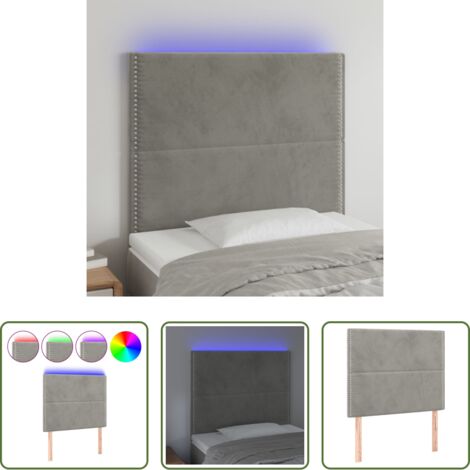 Velluto -  Testiera a LED Grigio Chiaro 100x5x118/128 cm in Velluto