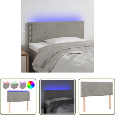 Velluto -  Testiera a LED Grigio Chiaro 100x5x78/88 cm in Velluto
