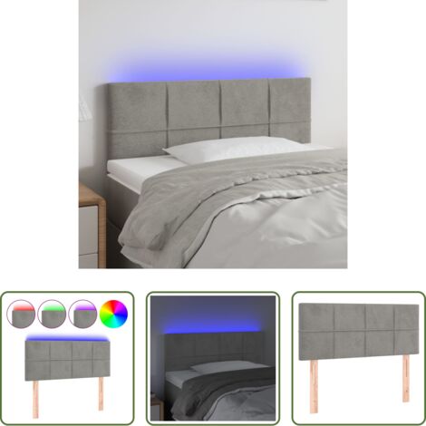 Velluto -  Testiera a LED Grigio Chiaro 100x5x78/88 cm in Velluto