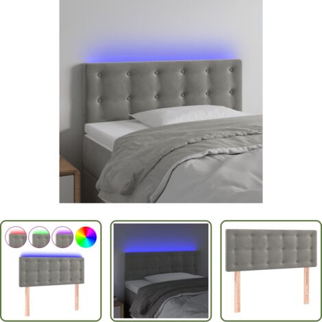Velluto -  Testiera a LED Grigio Chiaro 100x5x78/88 cm in Velluto