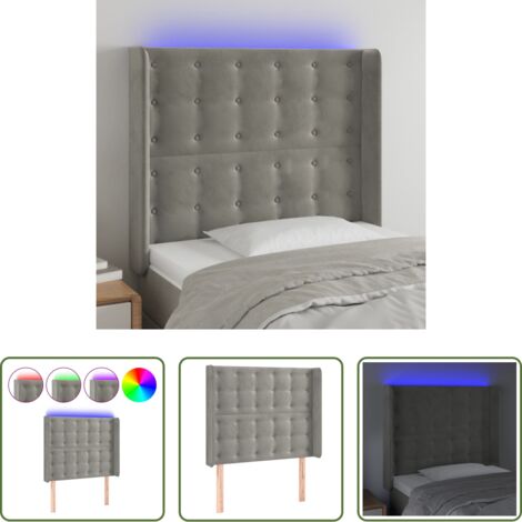 Velluto -  Testiera a LED Grigio Chiaro 103x16x118/128 cm in Velluto