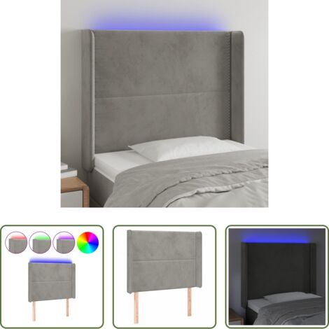 Velluto -  Testiera a LED Grigio Chiaro 103x16x118/128 cm in Velluto